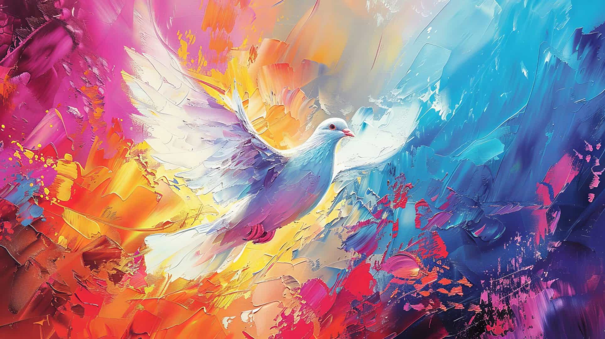 A dramatic, colorful painting of dove symbolizing hope in addiction recovery.