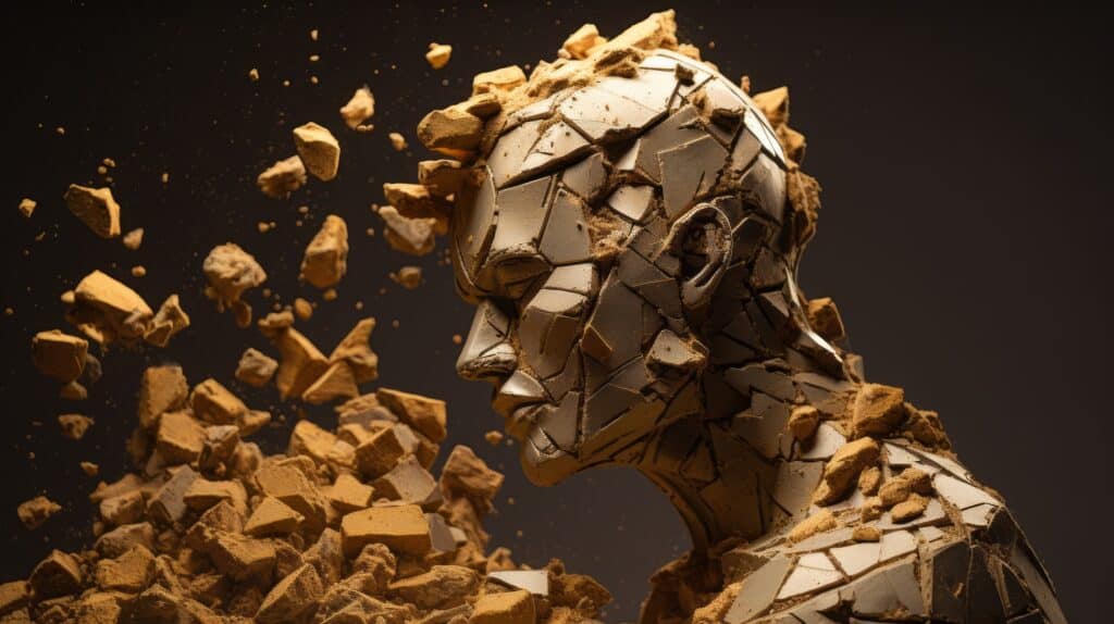 An abstract self-sculpture of clay representing daily addiction recovery work.